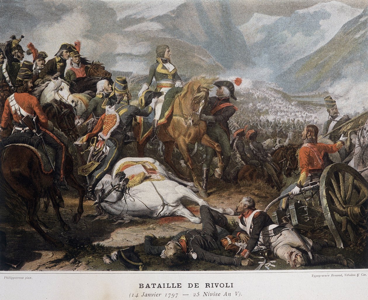 Napóleon a rivolii csatában január 14-én alkotó: French School