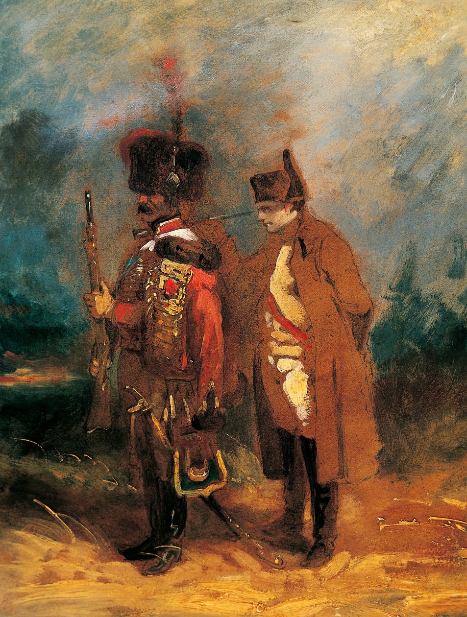 Napóleon Franciaország védelme alatt 1814-ben (olaj, vászon) alkotó: French School