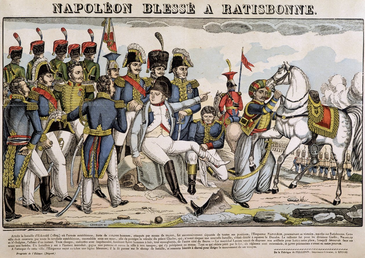 Napóleon megsebesült Regensburgban - Epinal képe alkotó: French School