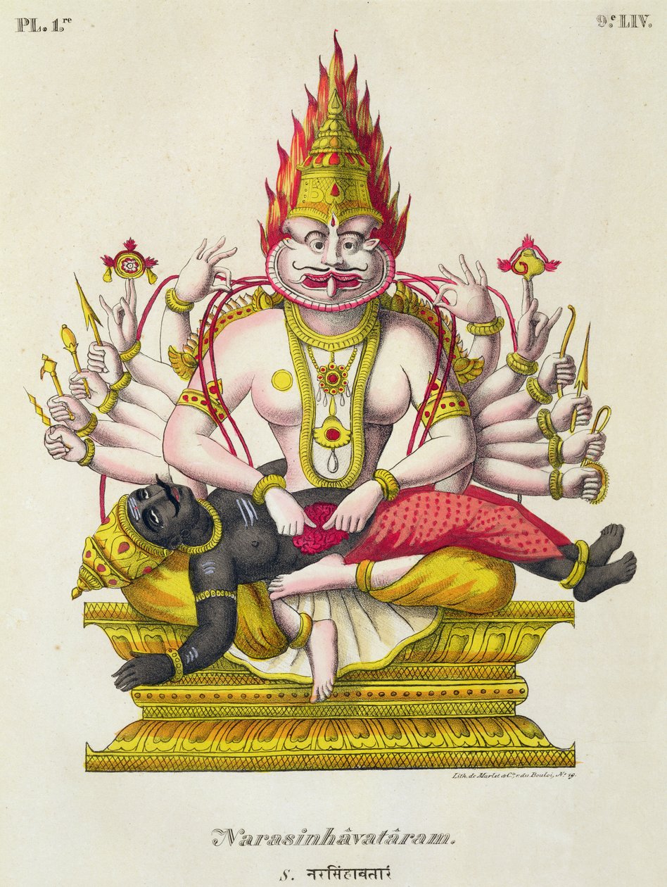 Narasimha, metszett de Marlet alkotó: French School