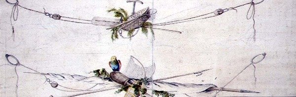 Tengeri kartontervezés papagájjal, 1800 körül (akvarell, papír) alkotó: French School