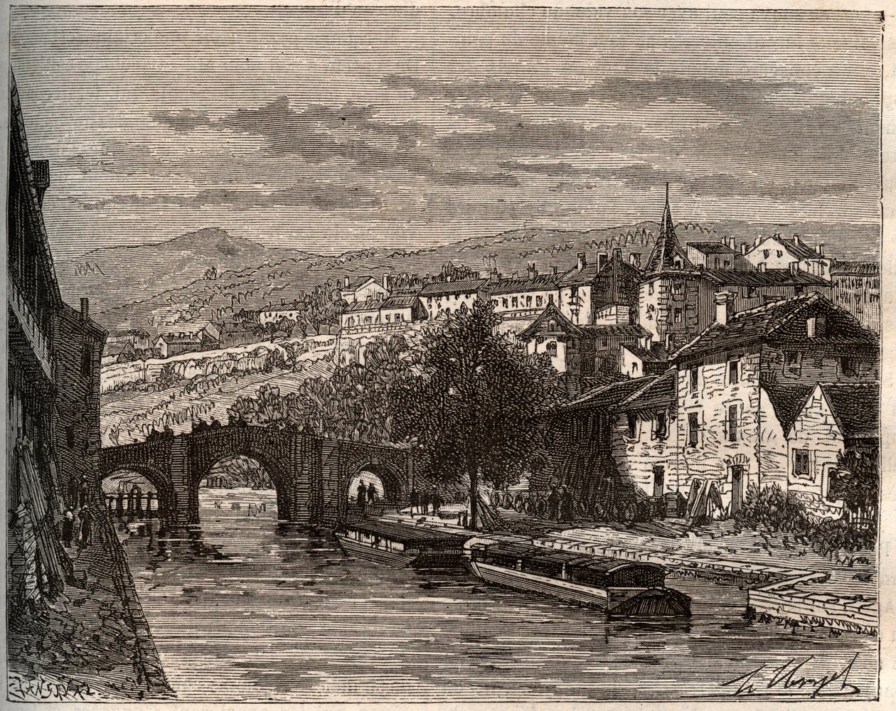 Nerac – Lot-et-Garonne – V. A. Malt-Brown „La France illustrée: földrajz, történelem, statisztikai igazgatás” című metszete. 1884 alkotó: French School