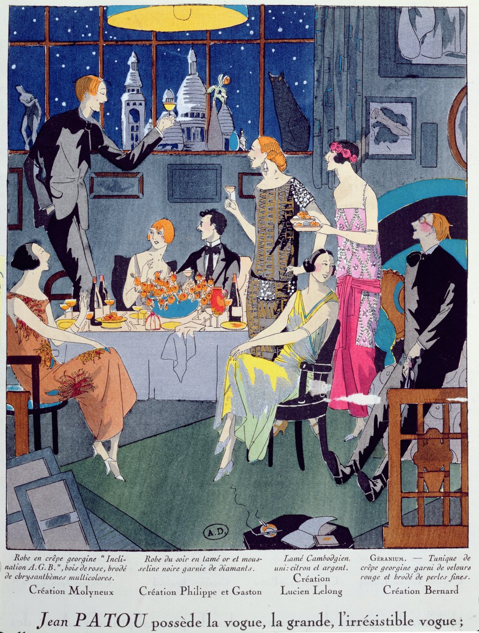 Szilveszter, divattányér az Art, Gout, Beaute-től, Párizsban megjelent, 1923. december (pochoir print) alkotó: French School