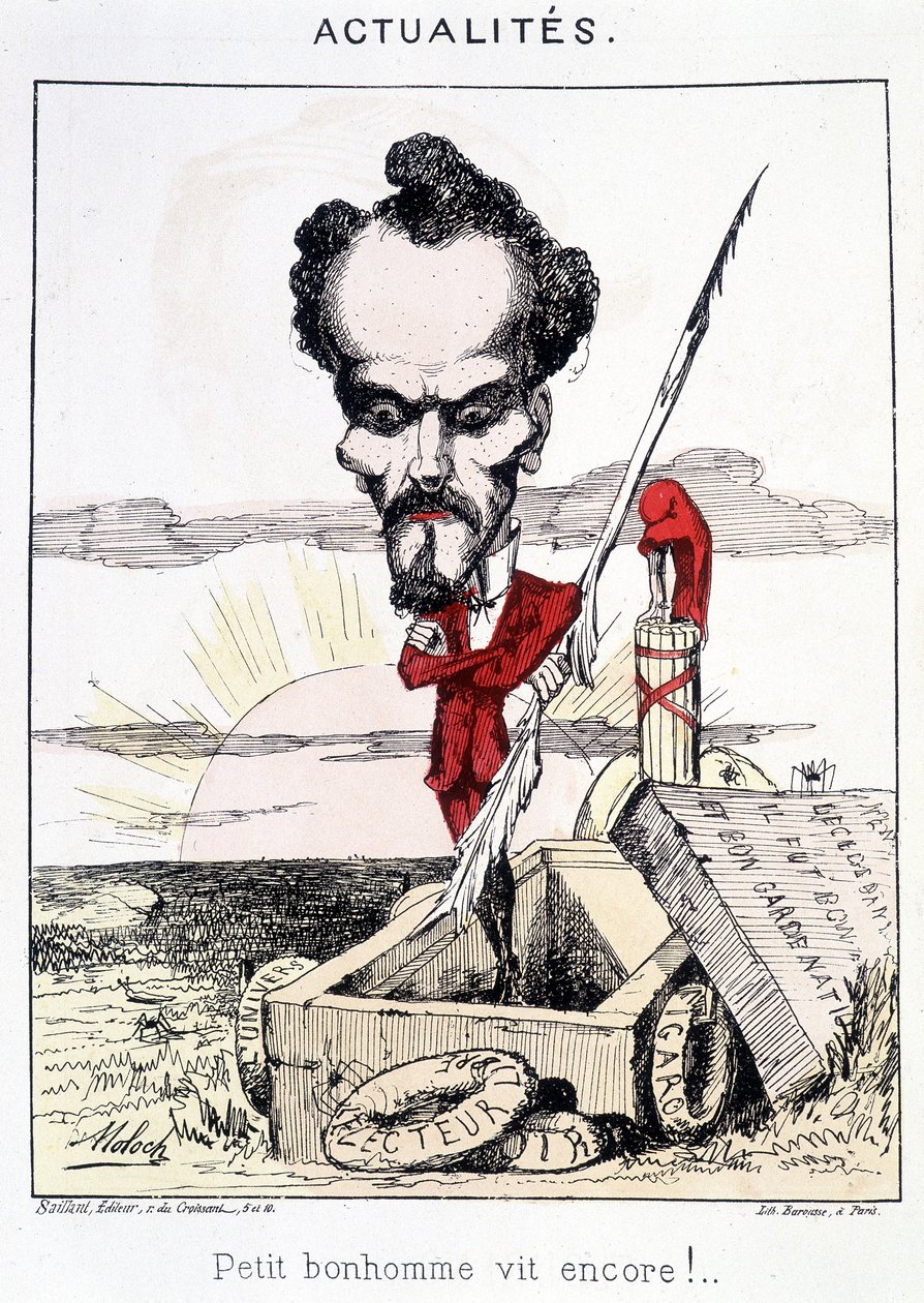 Hírek - Little bonhomme vit encore!. Karikatúra a sírban álló Rochefortról. alkotó: French School