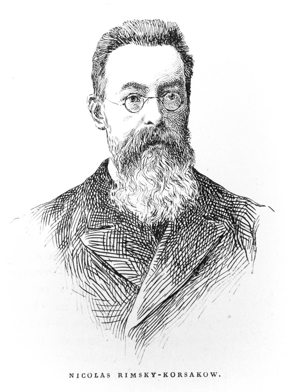 Nikolai Andrejevics Rimszkij-Korszakov (1844-1908), Albert Soubies illusztrációja az LHistoire de la Musique en Russie című művéből, Párizsban, 1898. alkotó: French School