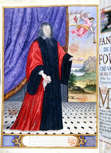 Nicolas Fouquet (1615-80) miniatűr illusztrációja Puget de la Serre „Les Panegyriques des Hommes Illustres de Notre Siecle” című művéből alkotó: French School