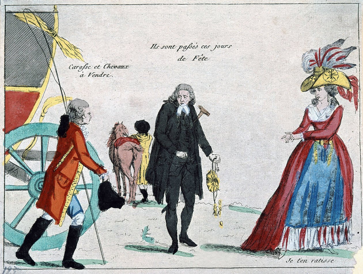 Noblesse, papság és burzsoázia pénz nélkül, a forradalom karikatúrája, 18. század vége alkotó: French School