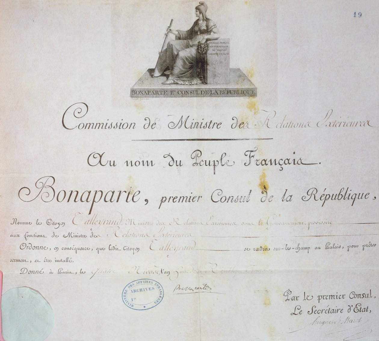 Charles Maurice de Talleyrand-Perigord (1754-1838) jelölése külügyminiszteri posztra, 1797 körül alkotó: French School