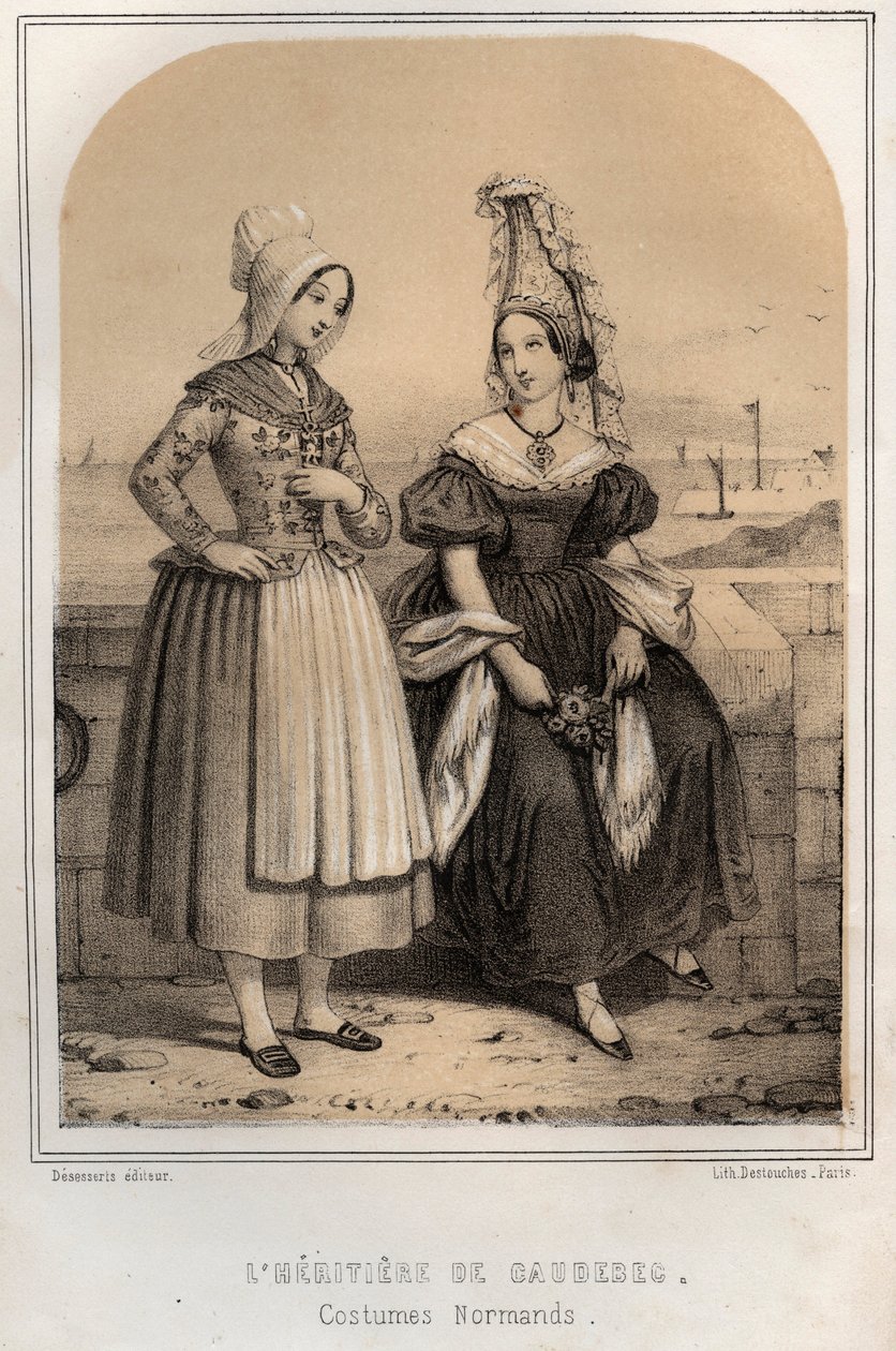 Normans Costumes – Caudebec örökösnője – MORING MICHEL „A BÁCTYÁM EGÉRE” vésése, MORING MICHEL – 19. század vége alkotó: French School