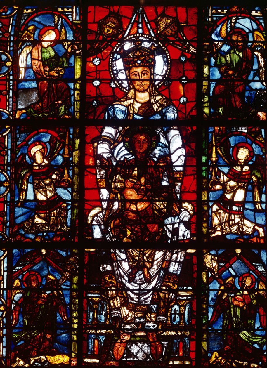 Notre-Dame de la Belle Verriere, a déli kórusból (ólomüveg) (98069 részlet) alkotó: French School
