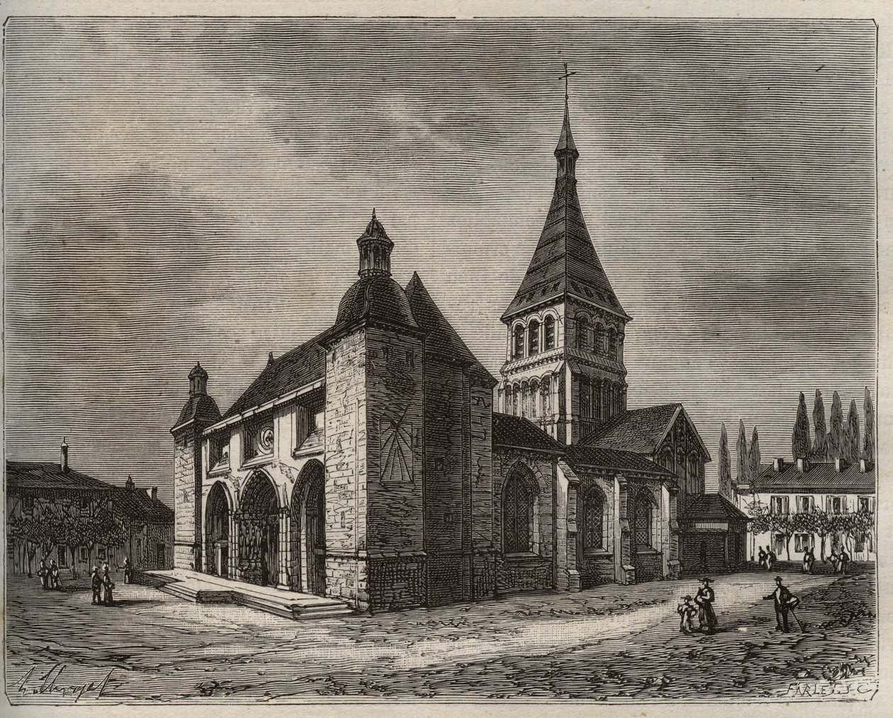 Notre Dame de Wassy - Haute-Marne a Champagne-Ardenne régióban - metszet a „La France illustrée: földrajz, történelem, statisztikai igazgatás” könyvében V.-A. Malátabarna. 1884 alkotó: French School