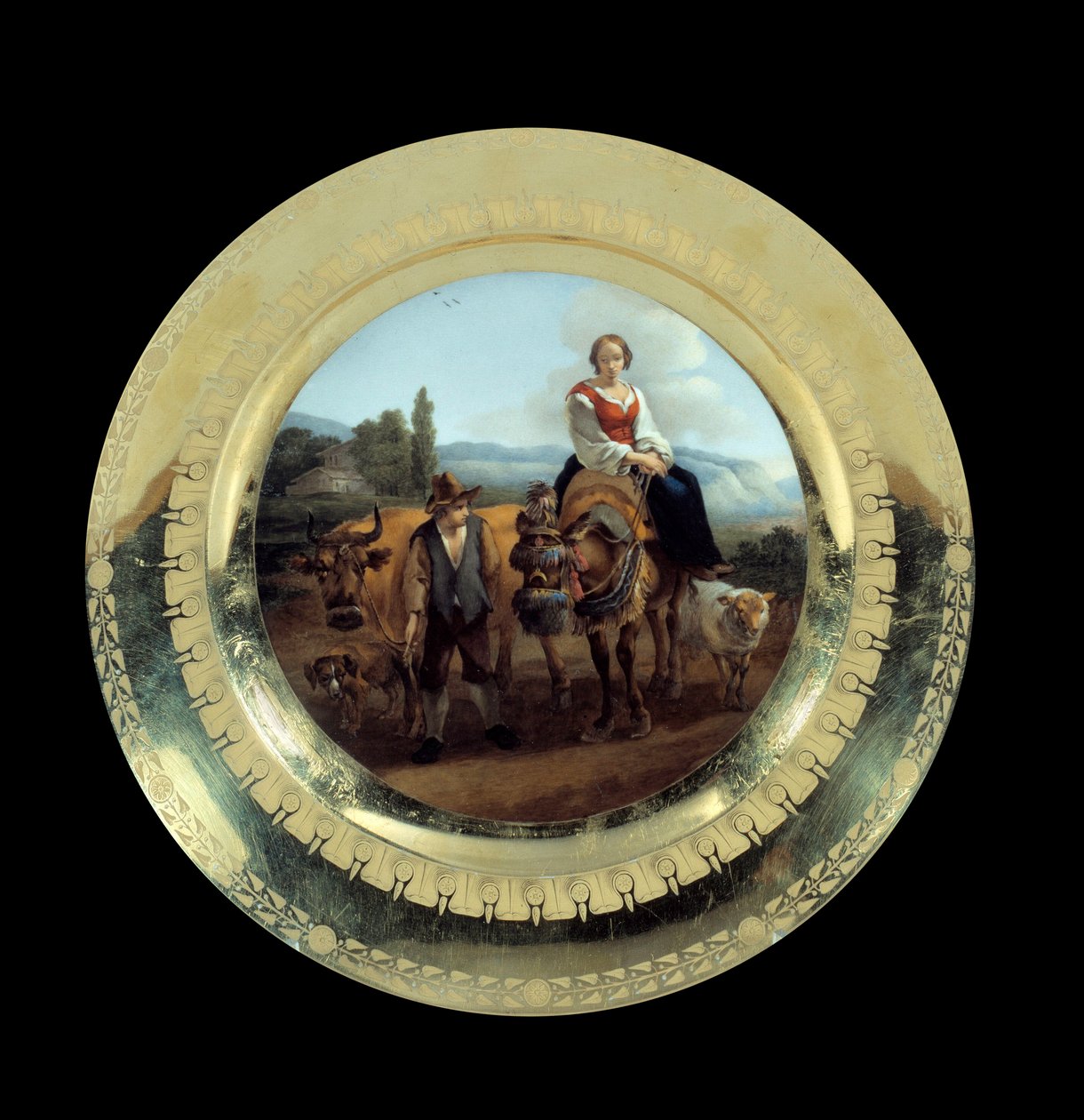 Tárgyak Első Birodalom: Jenő herceg szolgálatának táblája: bergere egy Siena melletti tájon. Angouleme hercege (1781-1828), Malmaison, Musee Du Chateau néven ismert gyártásban valósult meg alkotó: French School