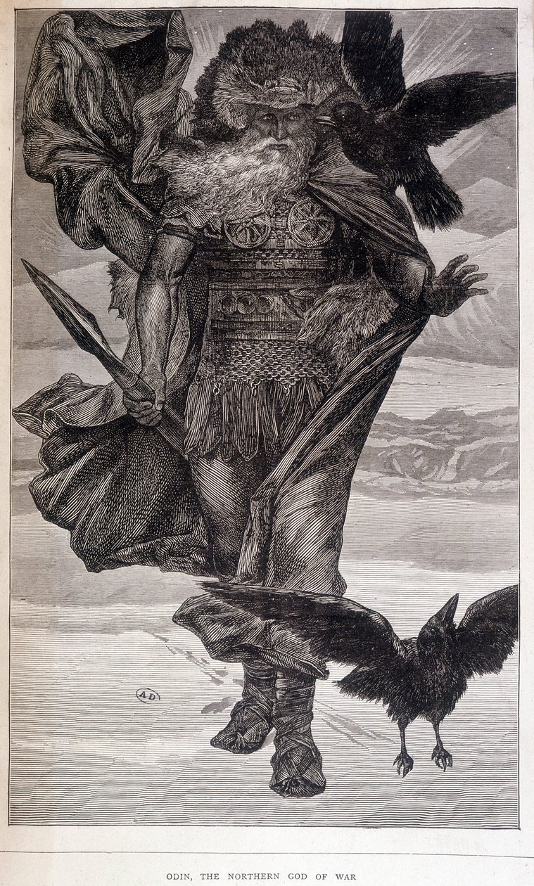 Odin, a háború és a költészet germán istene - metszet alkotó: French School