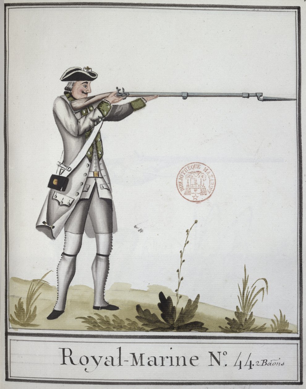 A Marine Royale tisztje szuronyos muskétával, 1768 alkotó: French School