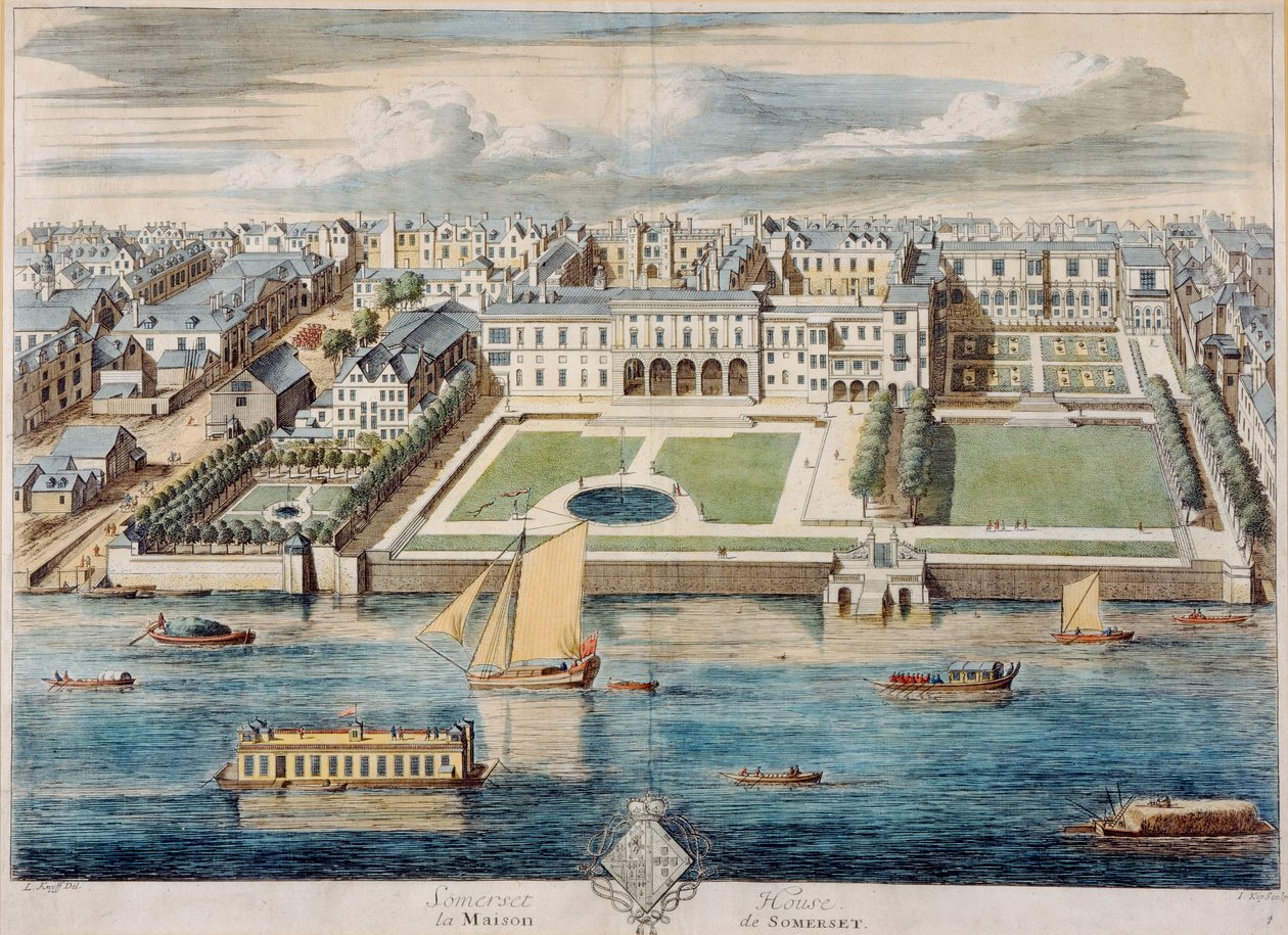 Régi Somerset-ház a strandon, vésett Jean Benoit Winckler alkotó: French School