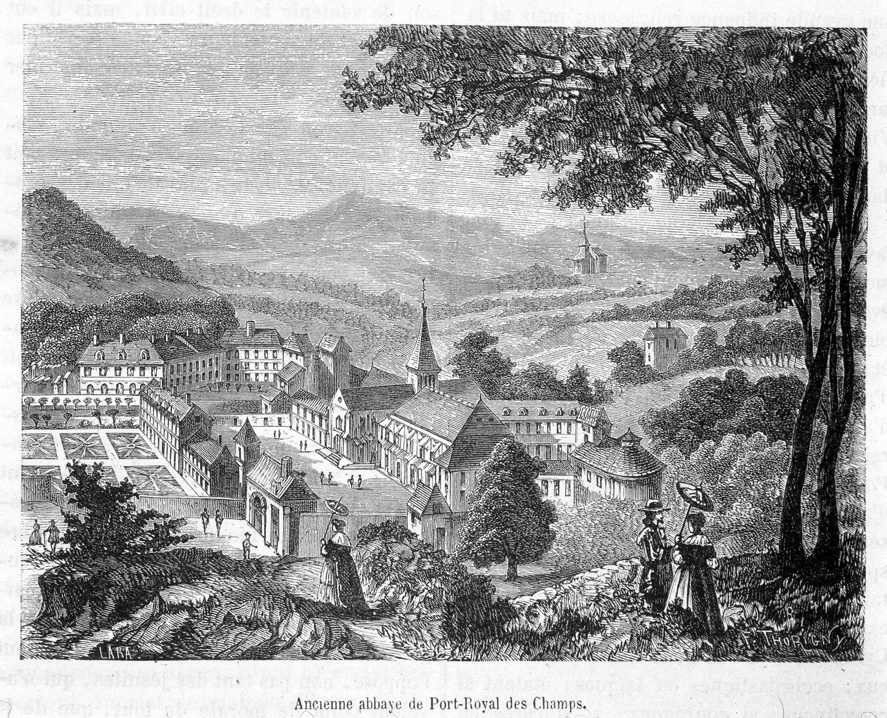 Old abbey of Port Royal des Champs (Port-Royal-des-Champs) bird view - engraving alkotó: French School