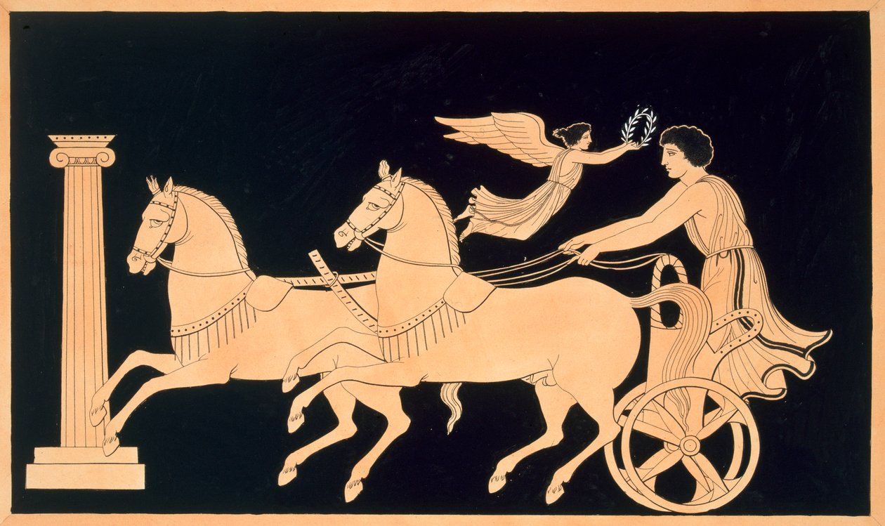 babérkoszorúval megkoronázott olimpikon szekér, kiadva 1808-10 alkotó: French School