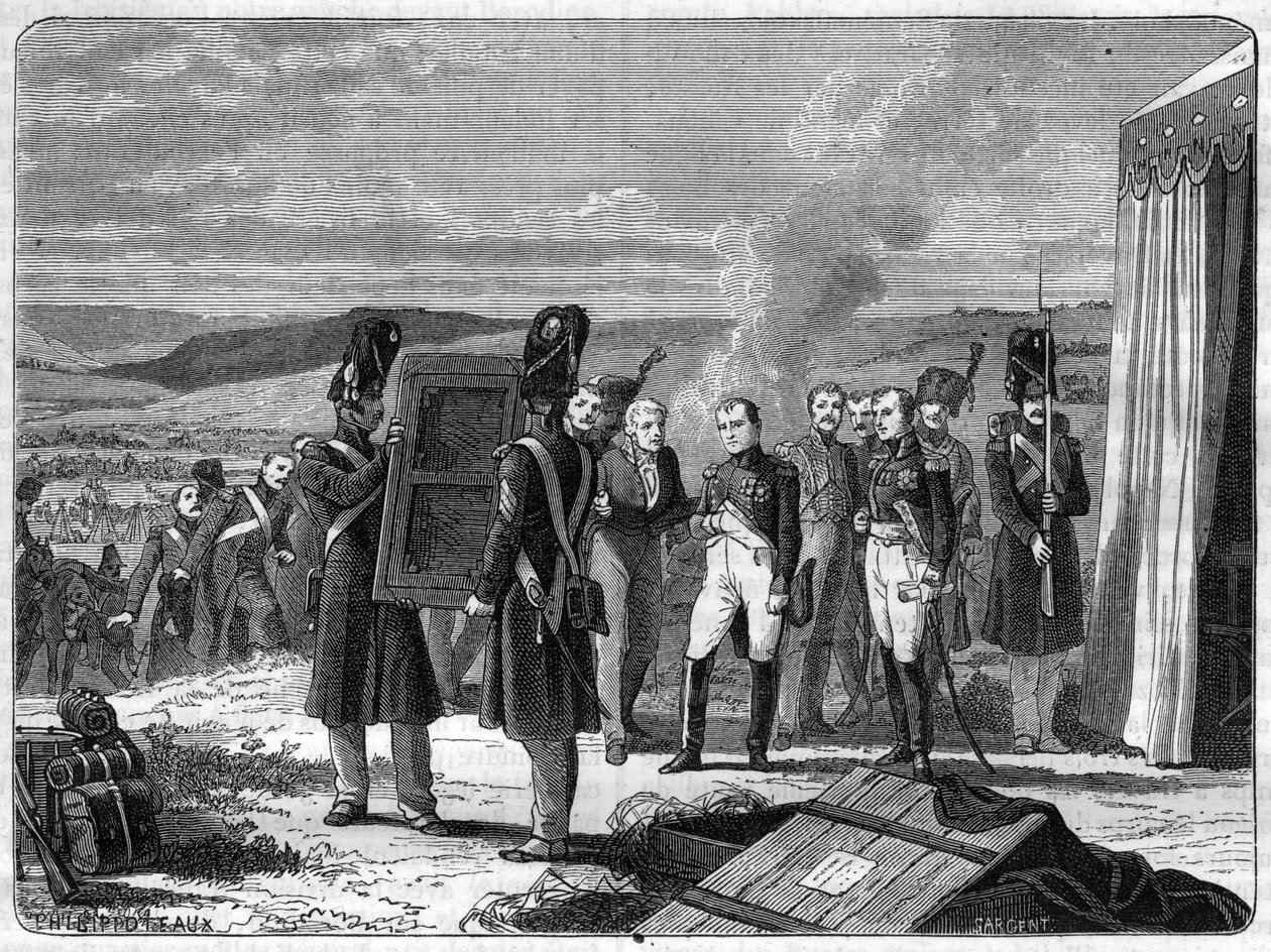 A borodinói csata előestéjén, 1812. szeptember 7.: Napóleon a római király portréja előtt – II. Napóleon római király portréja a moszkvai csata (borodinói csata) előestéjét hozza el I. Napóleonnak. alkotó: French School