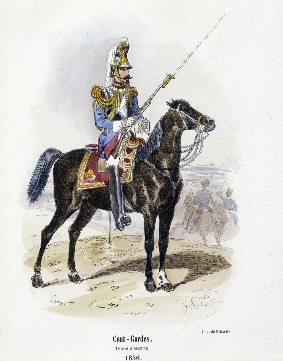 Száz – Gárda: kísérőjelmez 1856-ban – A. Barbier „” Histoire de l