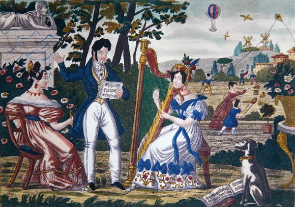 Szabadtéri koncert, 1840 körül (színes litó) alkotó: French School