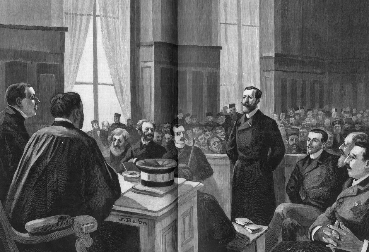 A Hazafiak Ligája eljárásának megnyitása 1889-ben. Gillet elnök, Naquet, Laisant, Laguerre, Deroulede, Richard, Turquet, Gallian. alkotó: French School