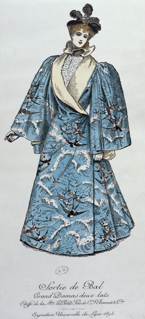 A Worth couturier által készített operaköpeny az Exposition Universelle de Lyon, 1894 prospektusából alkotó: French School