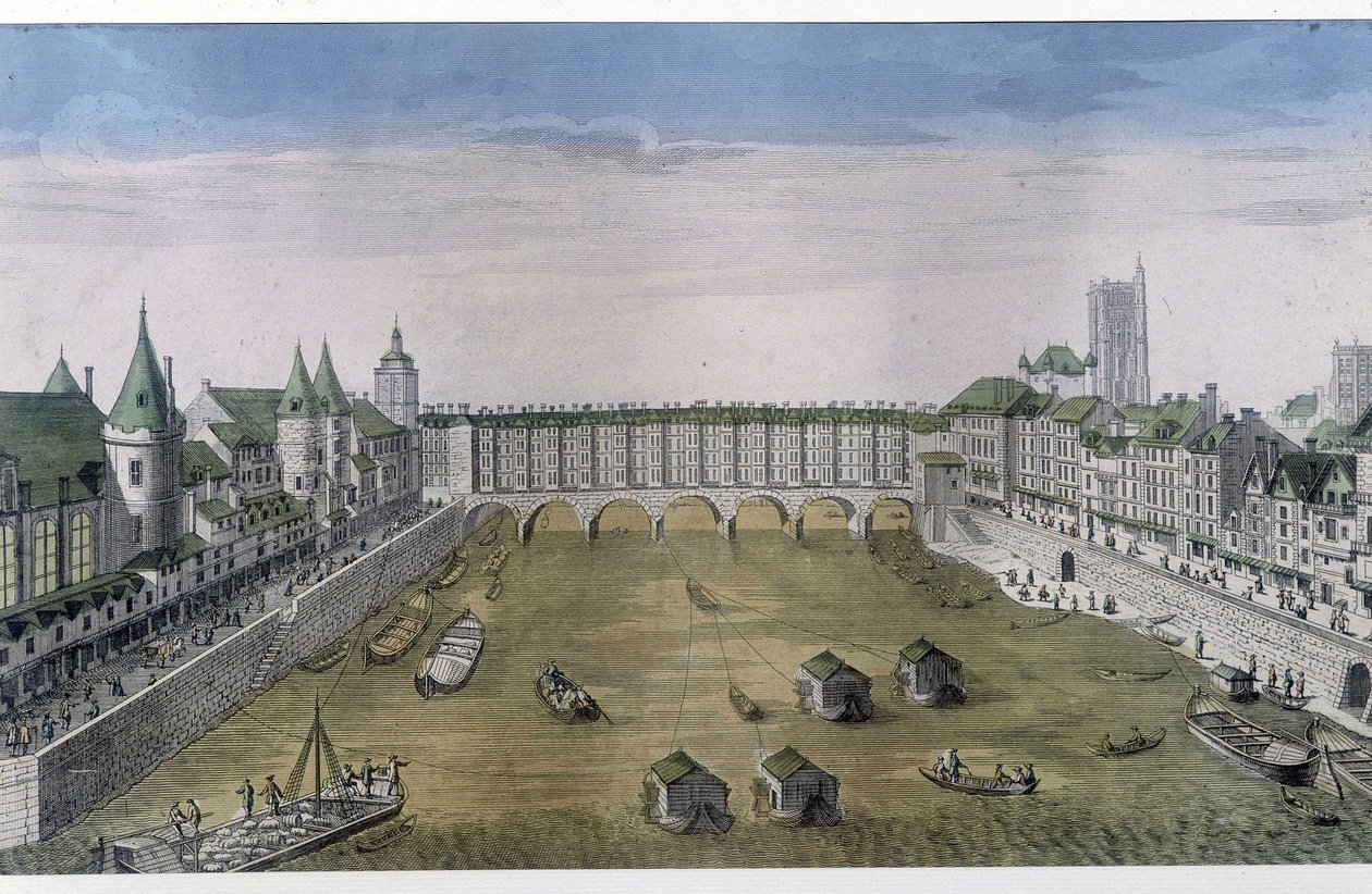 Párizs optikai látványa: Le Pont au change. sd. v. 1800, Párizs városa. alkotó: French School