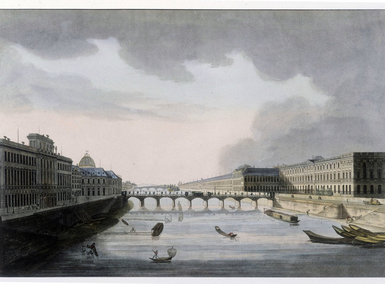 Párizs optikai képe: a Pont des Arts 1810 körül, Párizs városa. alkotó: French School