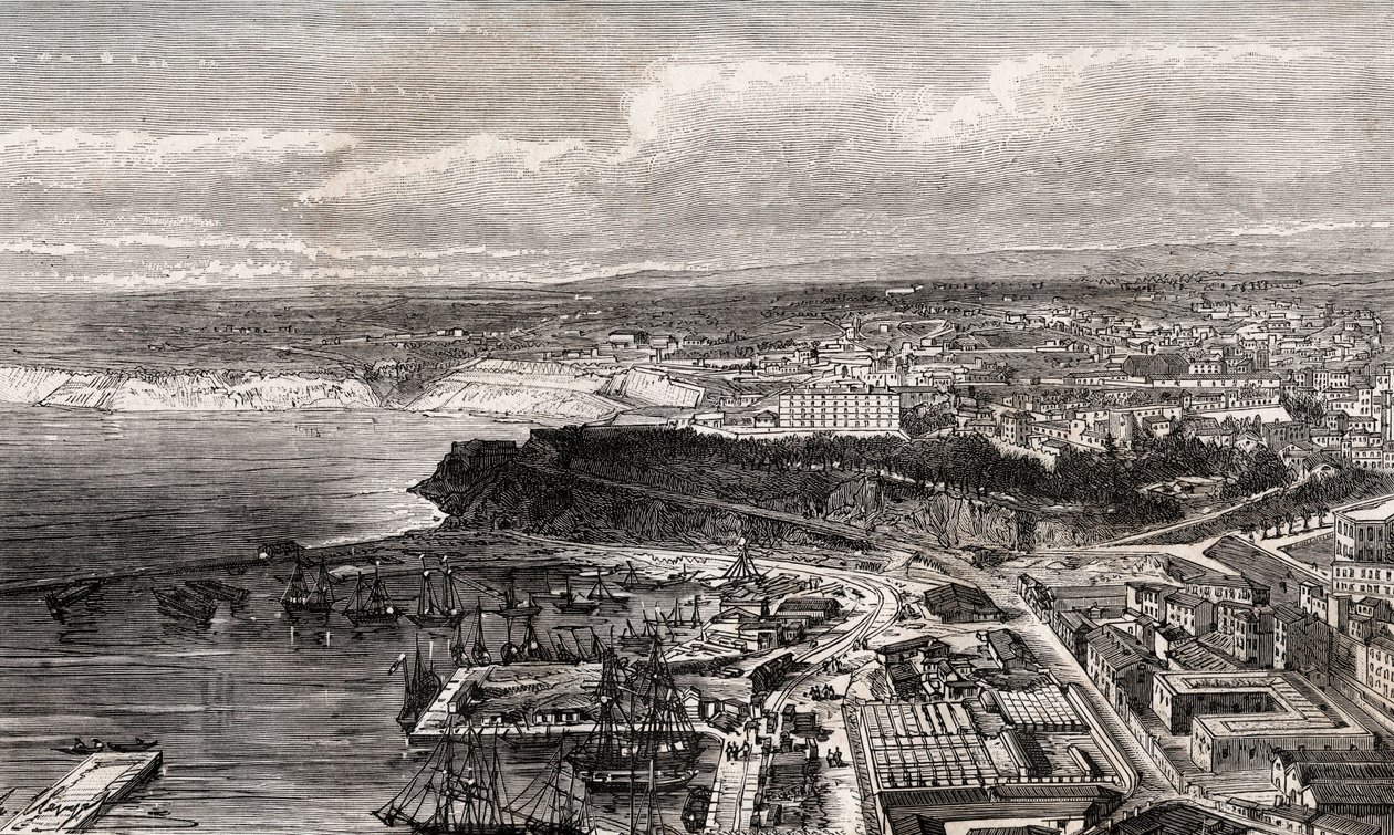 Oran - Algéria - metszet "" La France illustree: földrajz, történelem, statisztikai igazgatás"" V.A. Maláta-barna. 1884 alkotó: French School