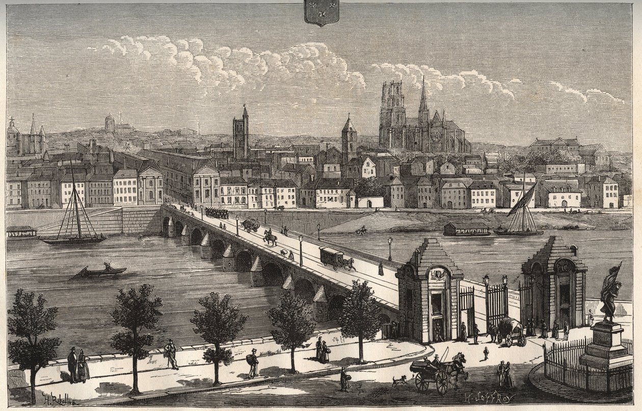 Orleans - Centre-Val de Loire - metszet a „La France illustree: földrajz, történelem, statisztikai adminisztráció” könyvében, V.A. Maláta-barna. 1884 alkotó: French School