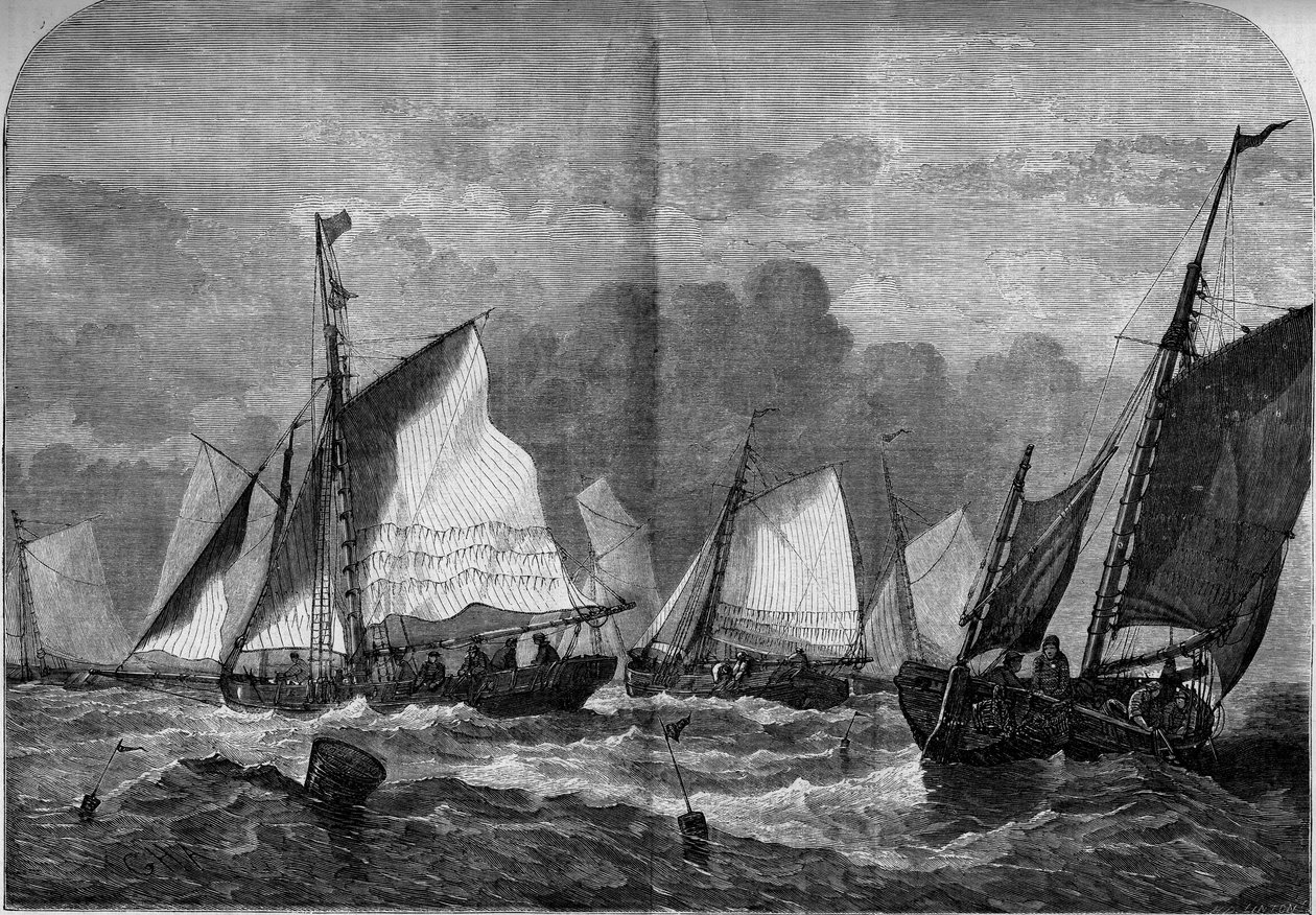 Osztrigahalászok a Whitstable-öbölben, Angliában alkotó: French School