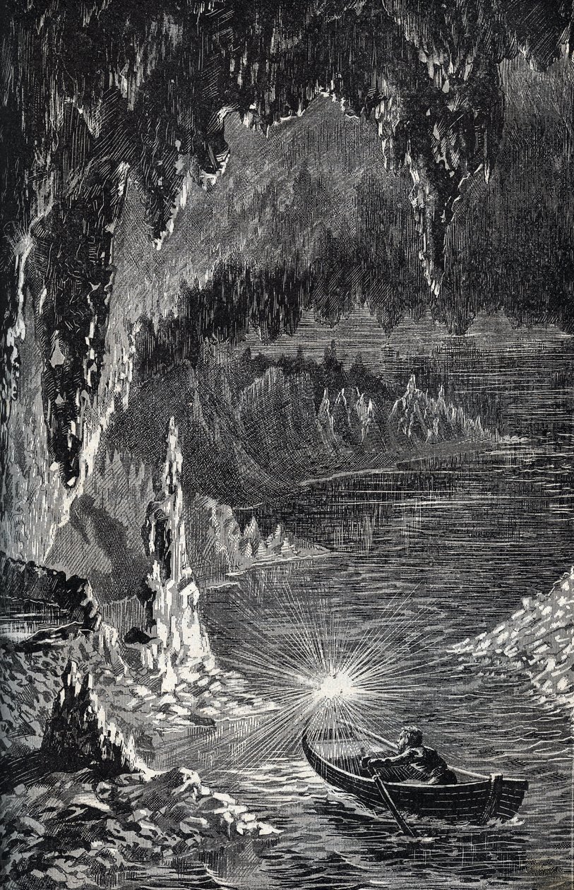 Padirac-barlang a Lot megyében, Franciaországban - Földalatti folyó - Gouffre de Padirac - a franciaországi Lotban - "" PATRIE" metszet - PIQUE FRANCIAORSZÁG LEÍRÁSA 6 KÖTETÉSBEN LUCIEN HUARD - 19. század vége alkotó: French School