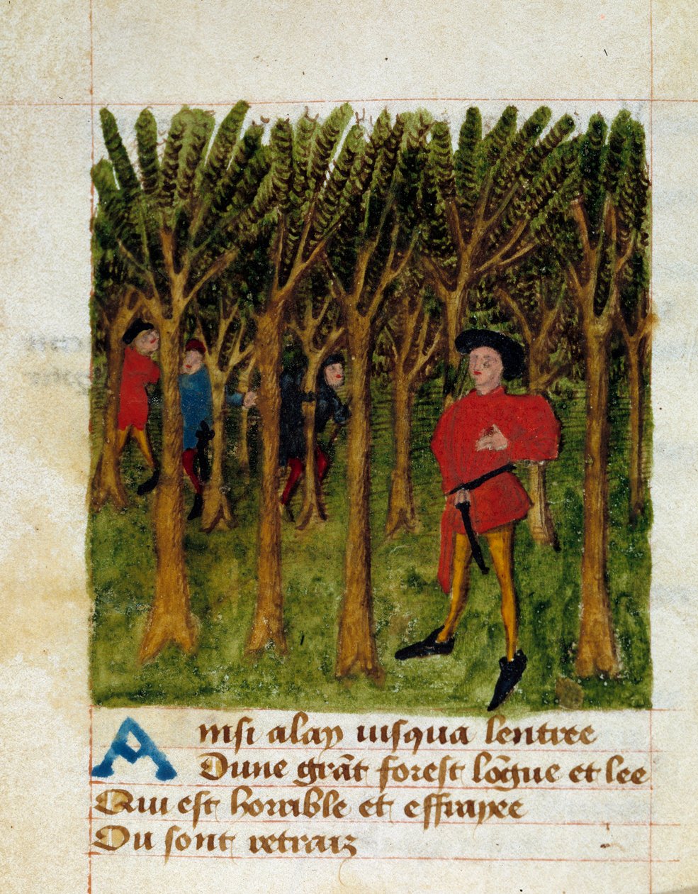 Michault le Caron dit Taillevent (1390/1395-1448/1458) francia költő "Passe temps Michault" című művének oldala 15. század Chantilly, Musee Conde alkotó: French School