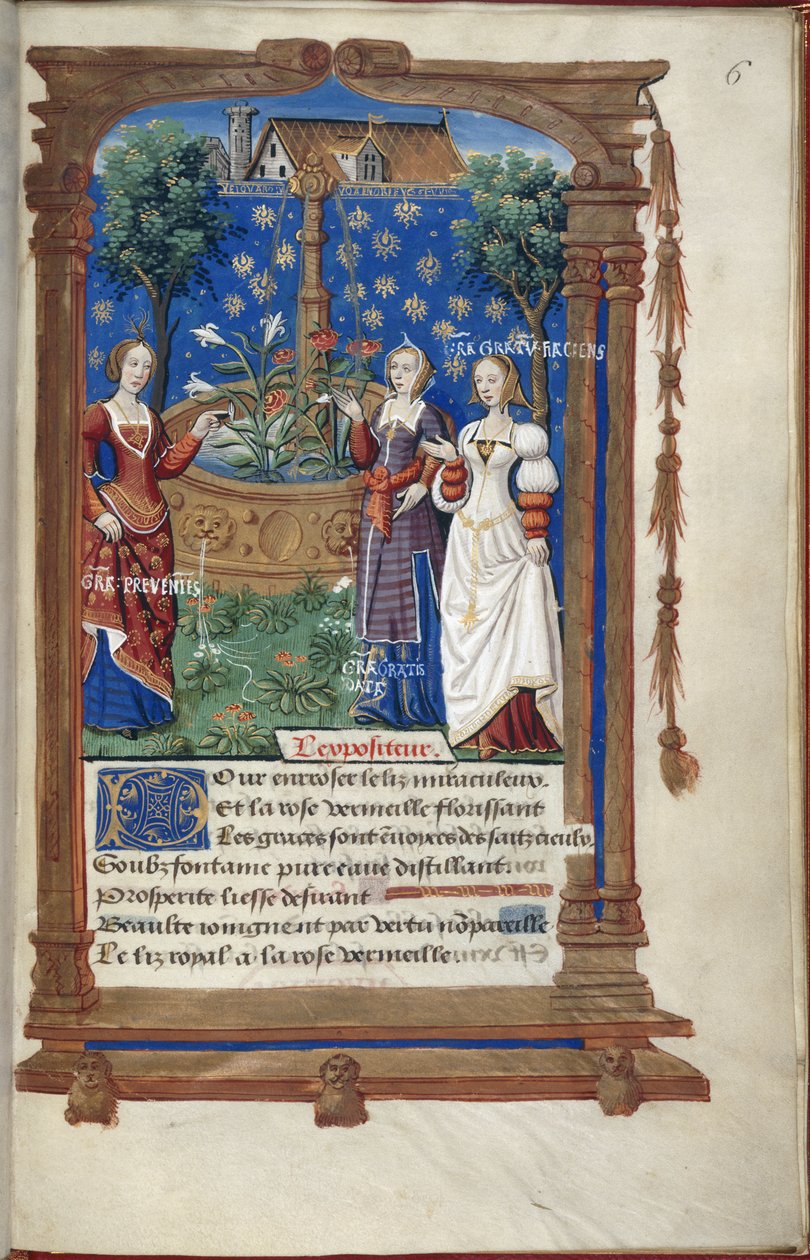 Előadás a Fontaine du Ponceau-ban. Tudor Mária és XII. Lajos francia házassága tárgyában készült kéziratból. alkotó: French School