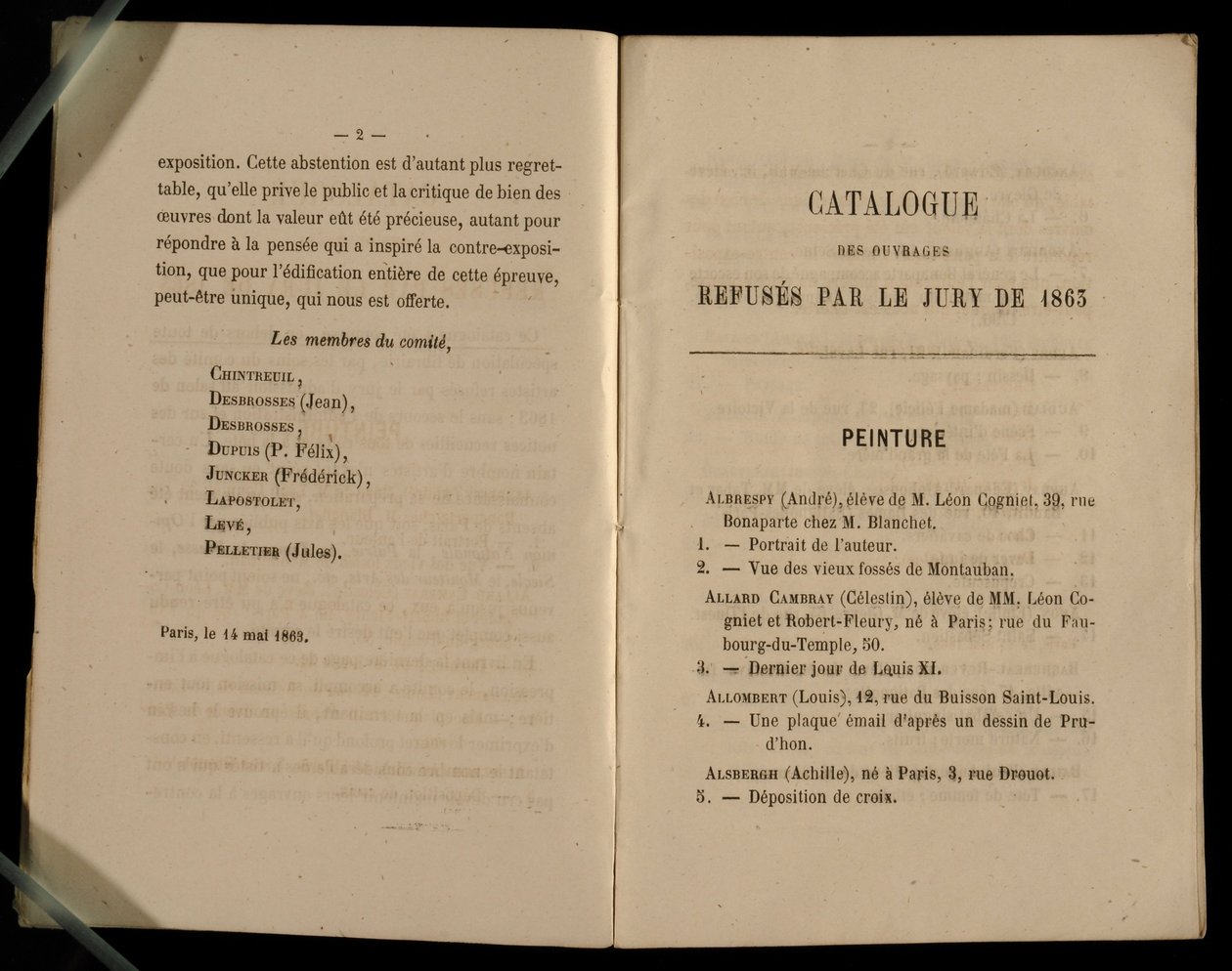 Festészeti fejezet, a Salon des Refuses-ből, 1863 alkotó: French School