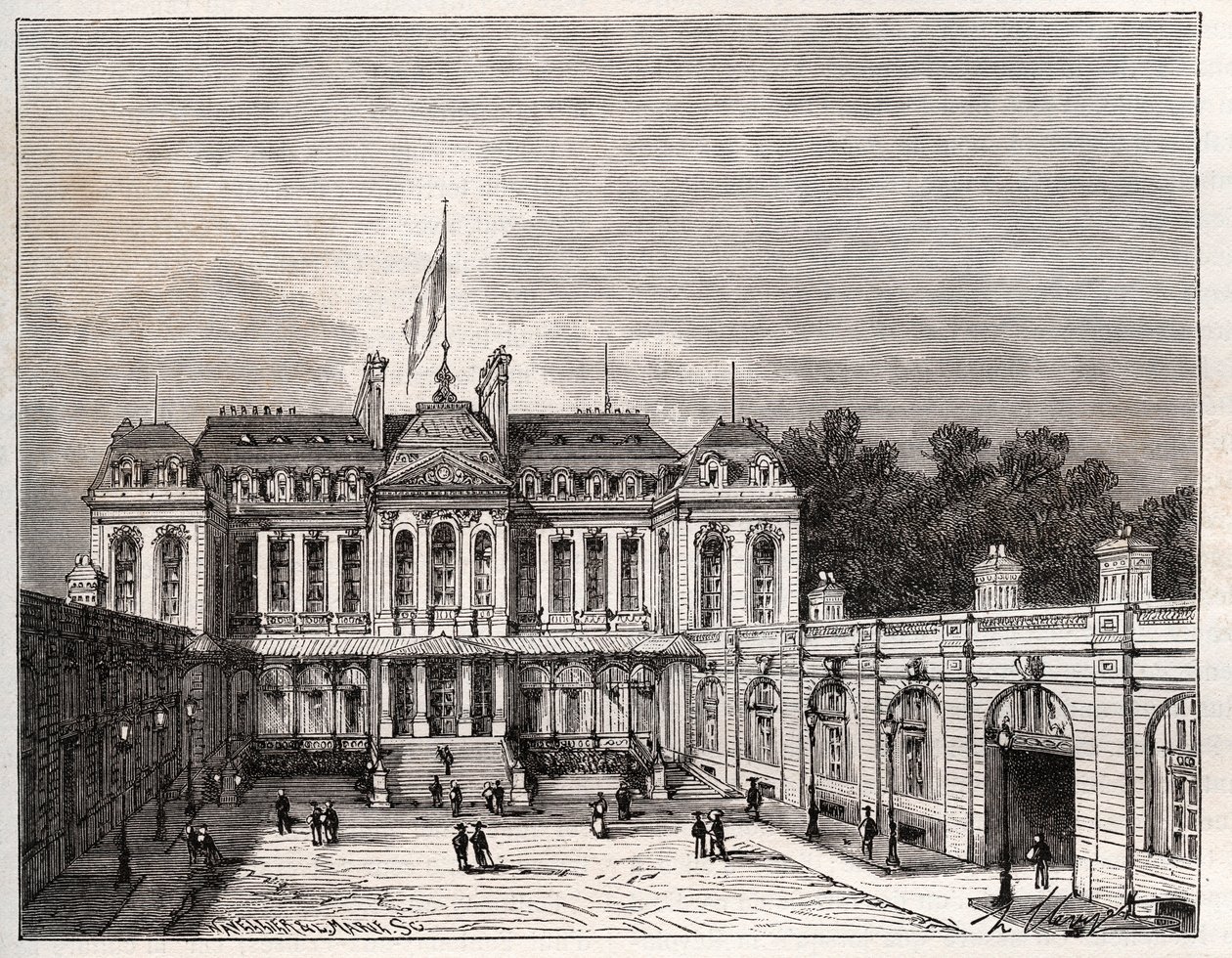 Élysee-palota Párizsban – V. A. Malt-Brown „La France illustrée: földrajz, történelem, statisztikai igazgatás” metszete. 1884 alkotó: French School