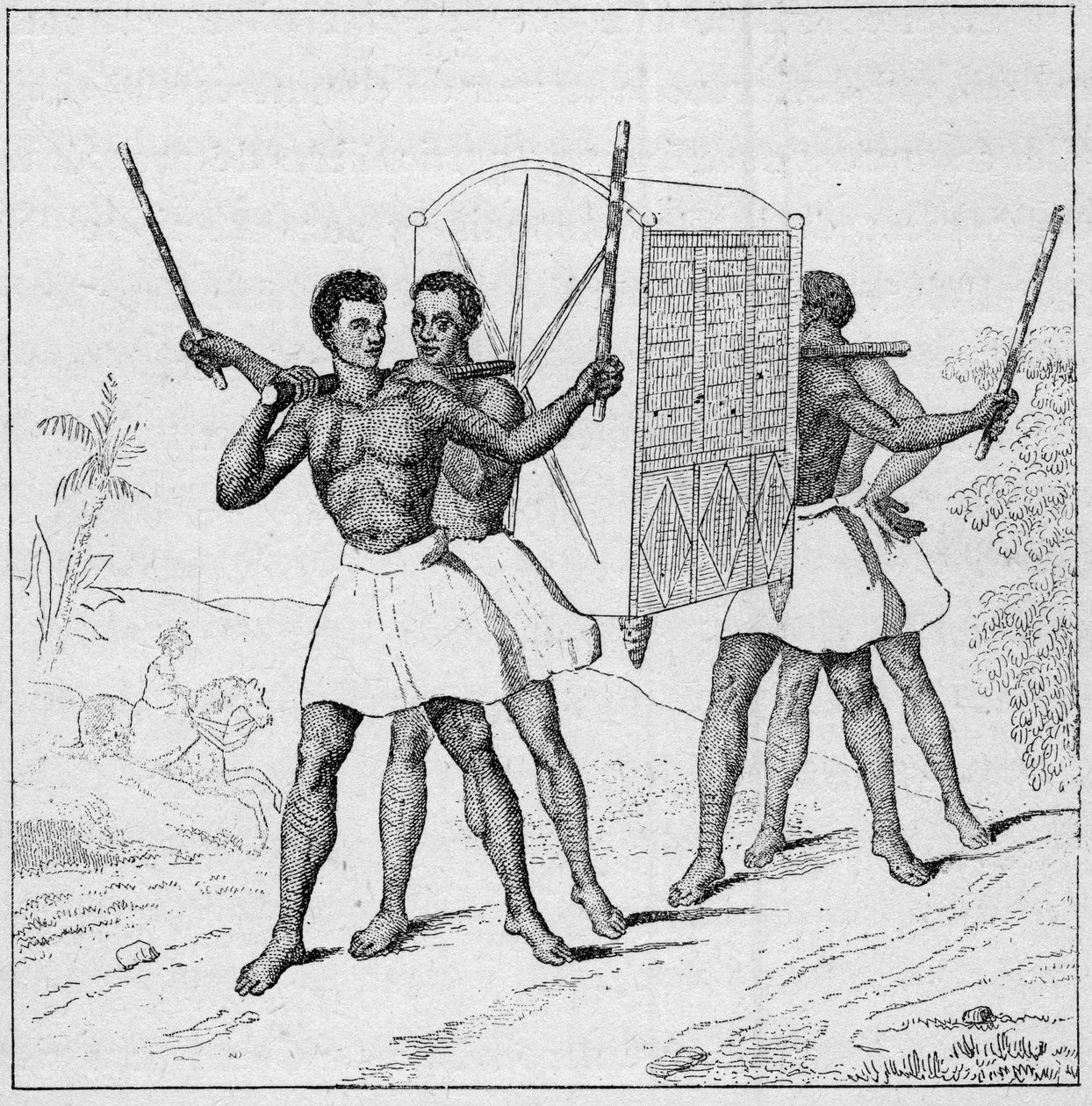 Palanquin kirándulás a Bourbon-szigetre (Reunion-sziget) a 18. században. Metszet: „La Marine et les colonies: kereskedelem” alkotó: French School