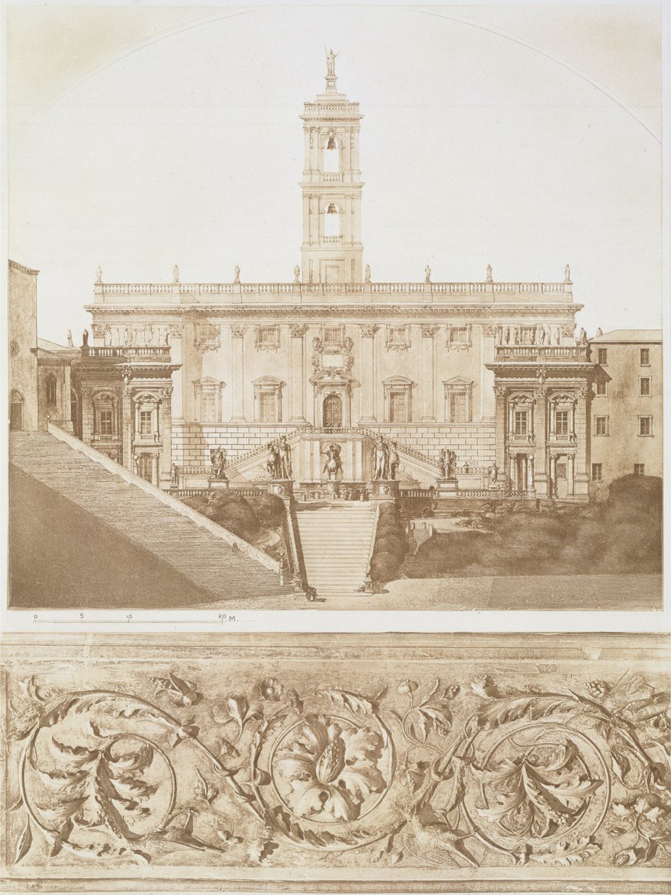 Palazzo Senatorio, A Capitolium, Róma, a középkori és reneszánsz építészet töredékeiből, metszett Jules Adolphe Chauvet (szül. 1828) alkotó: French School