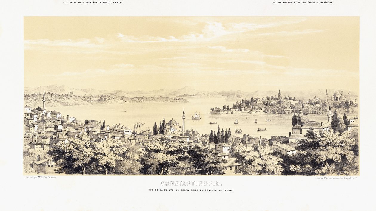 Panoráma Konstantinápolyra, két kilátással a Buyukderére alkotó: French School