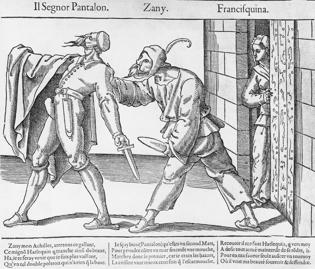 Pantalone, Zanni és Franceschina, az olasz Commedia dell