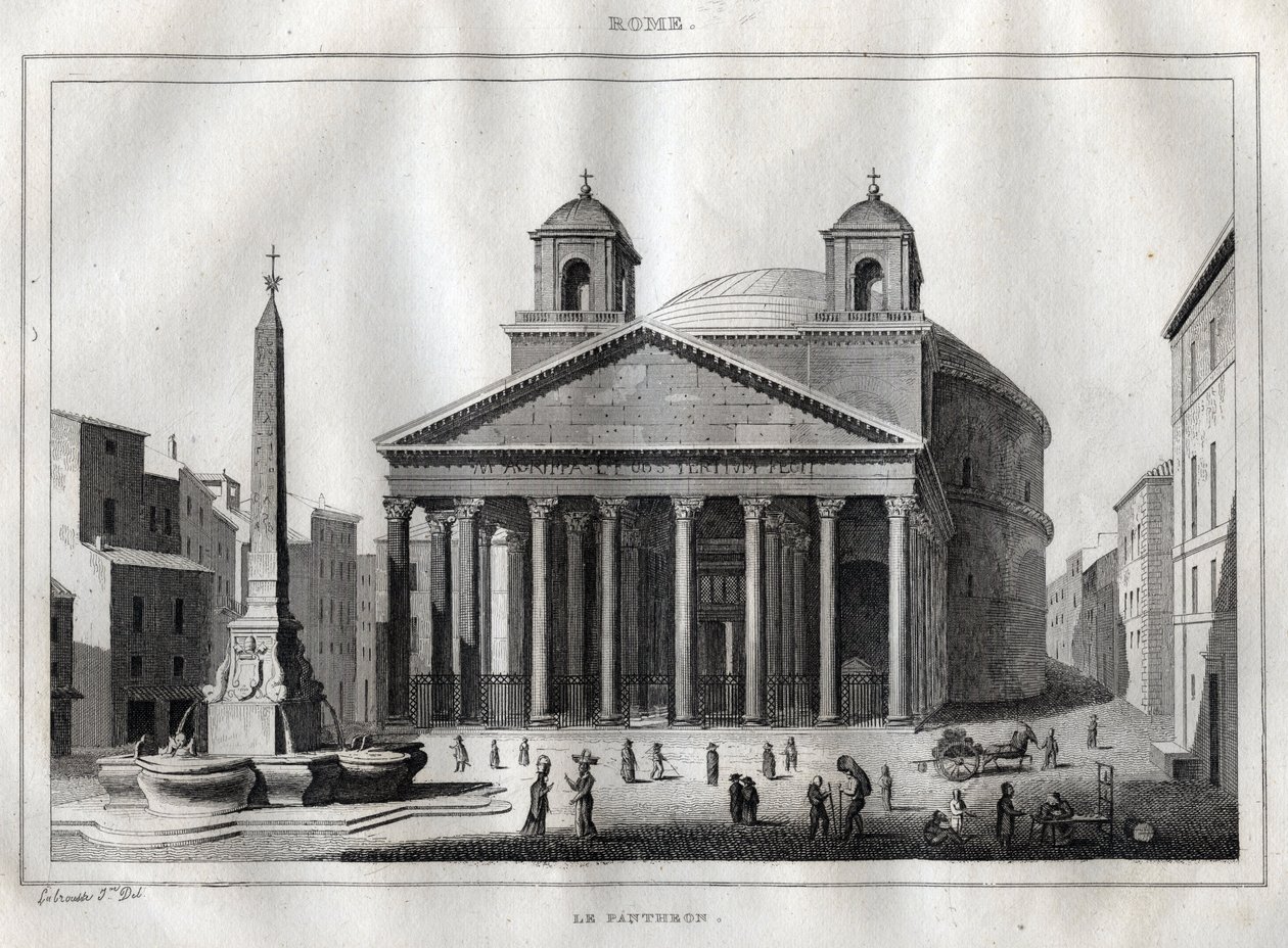 Pantheon - Róma - Róma - Metszet „Olaszország festői”-ből” - Olaszország történelmi és leíró festménye”, M. de Norvins, Ch. Nodier 1834-1836. alkotó: French School