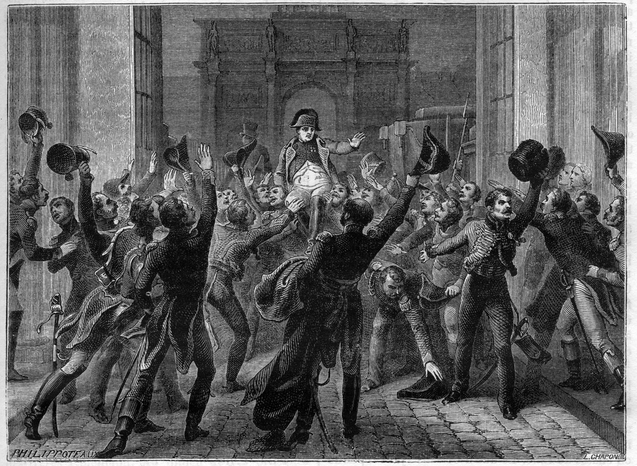 Párizs, 1815. március 20. – I. Napóleon visszatér a Tuileriákba – Les Cent jours (100 nap) Napóleon visszatérése Tuileriákba, 1815. március 20. – Adolphe Thiers „A birodalom története a konzulátus történetét követõ” c. 1879 - magángyűjtemény alkotó: French School