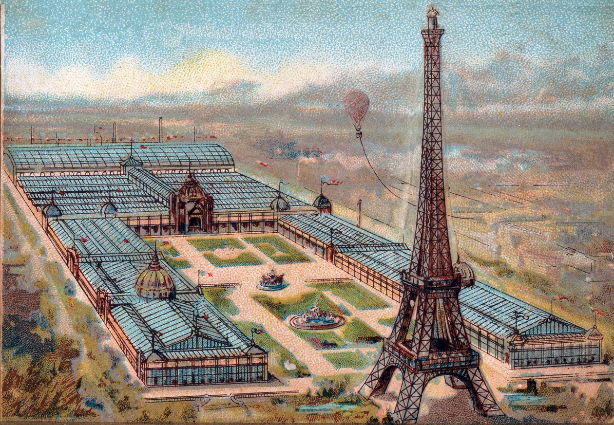 Párizs. 1889. évi egyetemes kiállítás: Eiffel-torony. alkotó: French School