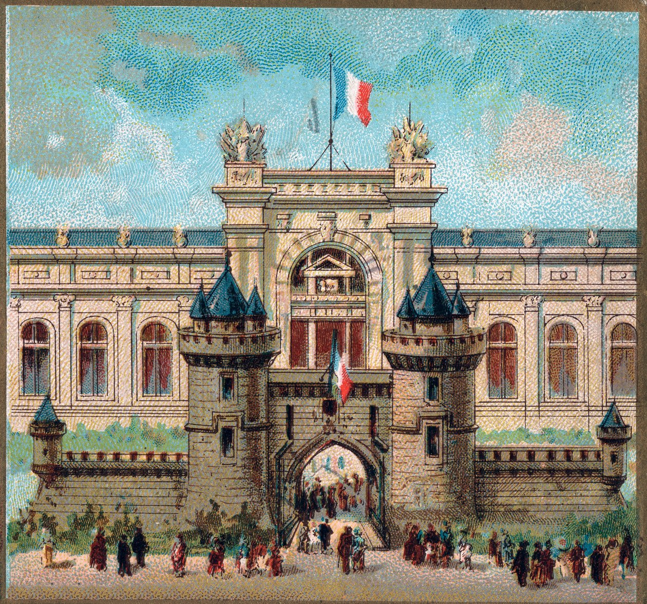 Párizs. 1889. évi egyetemes kiállítás: A hadügyminisztérium palotája. alkotó: French School