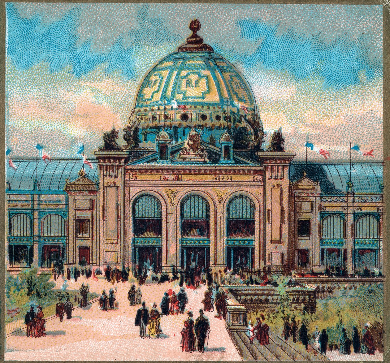 Párizs. 1889. évi egyetemes kiállítás: Kilátás a Szépművészeti Palotára. alkotó: French School