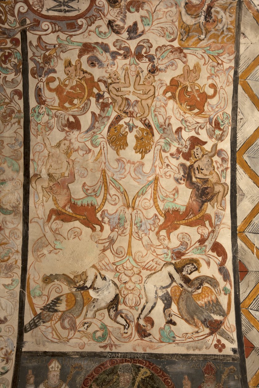 Plébániatemplom (Solars Boldogasszony temploma). Belső. A hajók. Falfestmények. Részlet. 16. század (?). alkotó: French School