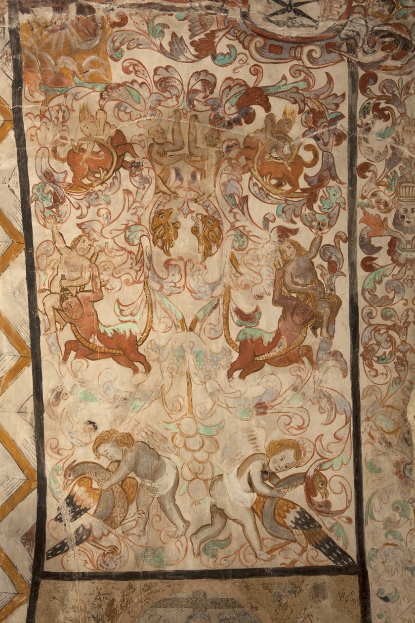 Plébániatemplom (Solars Boldogasszony temploma). Belső. A hajók. Falfestmények. Részlet. 16. század (?). alkotó: French School