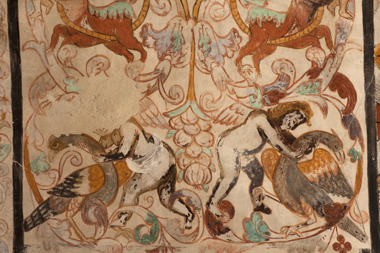 Plébániatemplom (Solars Boldogasszony temploma). Belső. A hajók. Falfestmények. Részlet. 16. század (?). alkotó: French School