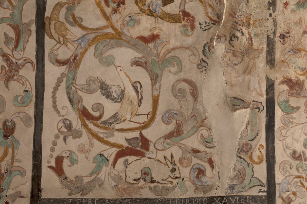 Plébániatemplom (Solars Boldogasszony temploma). Belső. A hajók. Falfestmények. Részlet. 16. század (?). alkotó: French School
