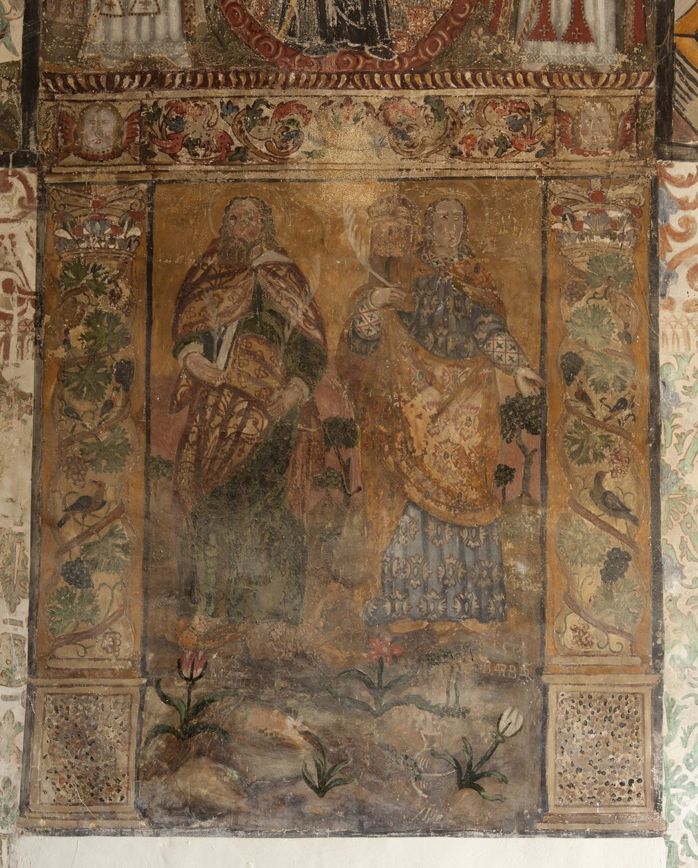 Plébániatemplom (Solars Boldogasszony temploma). Belső. A hajók. Falfestmények. Részlet. 16. század (?). alkotó: French School
